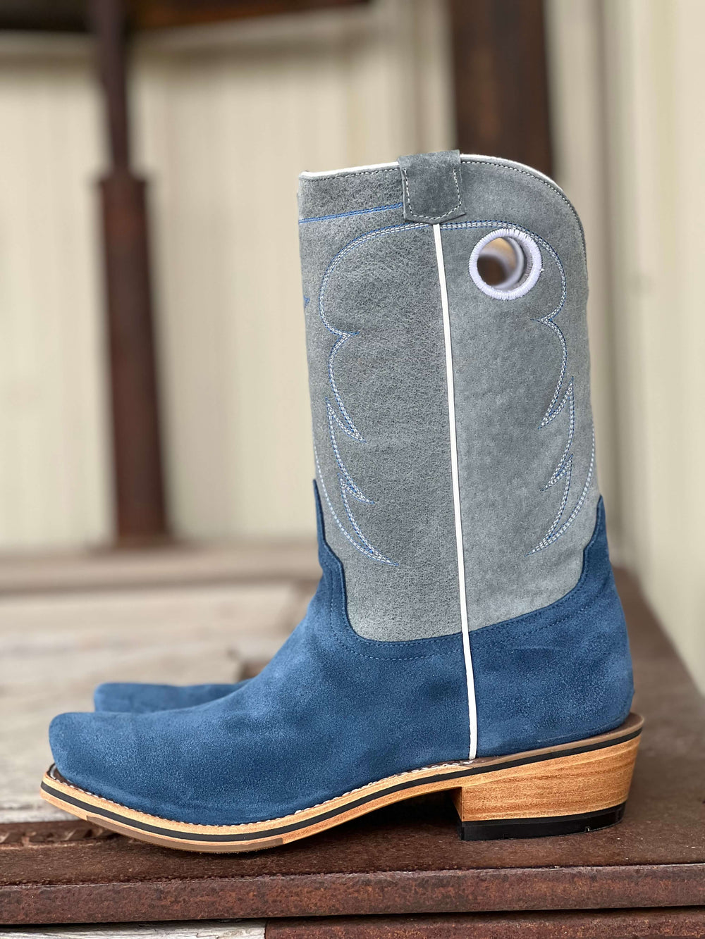 Side View Horse Power Top Hand  | Turquoise Suede Boot