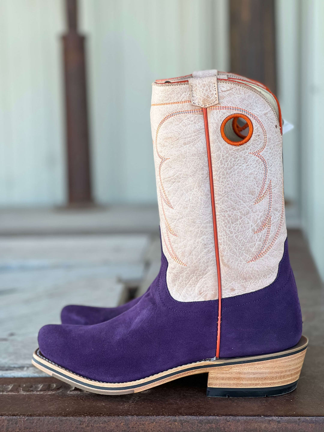 Side View Horse Power Top Hand  | Purple Suede Boot