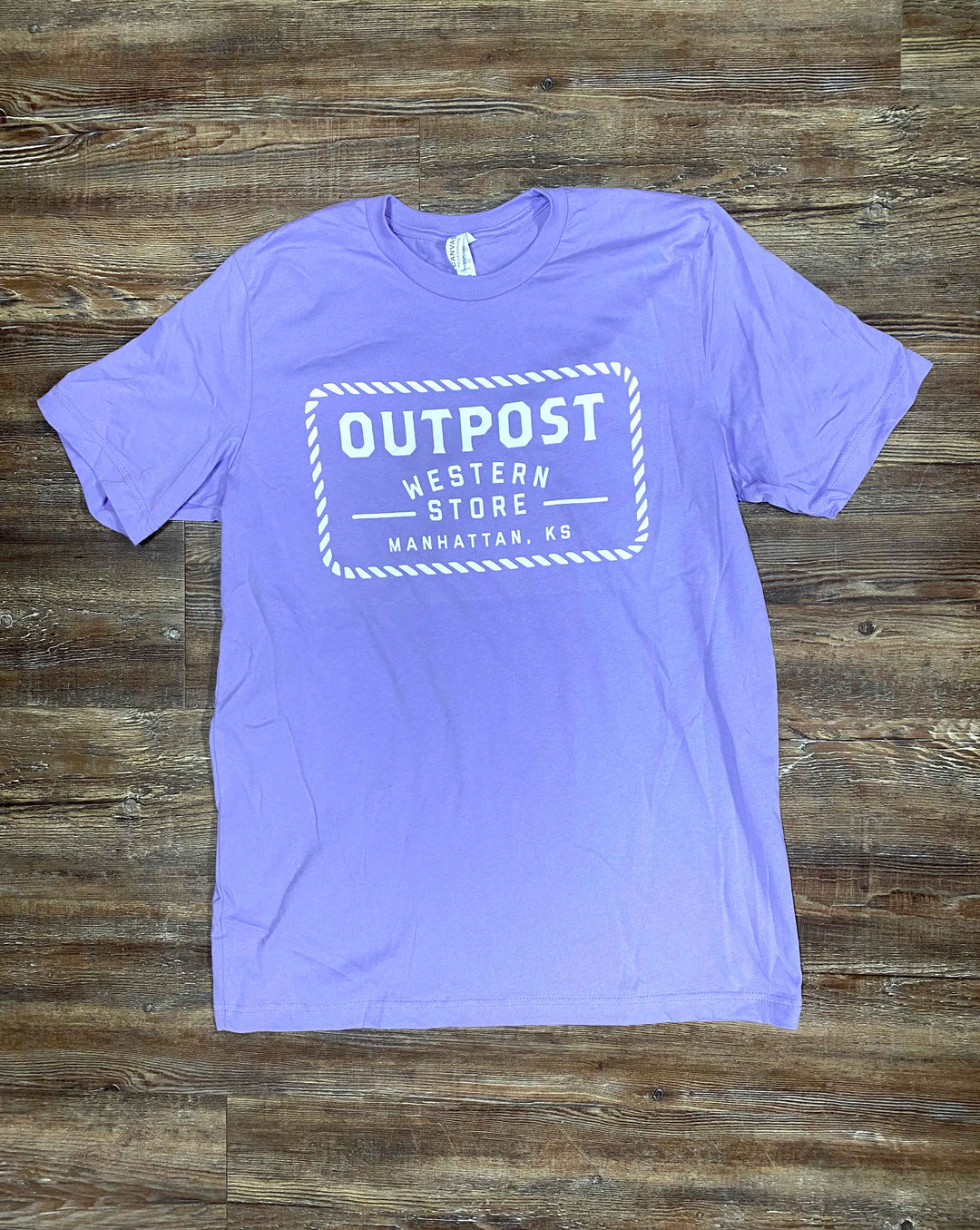 Outpost Rope Logo Tee, lavender with white screen print