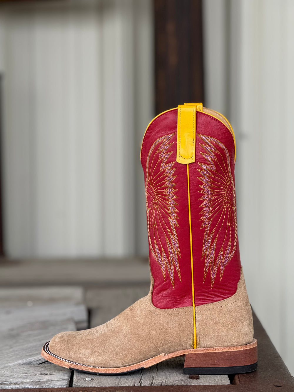 Anderson Bean | Tan Crazyhorse Roughout Boot | Side View