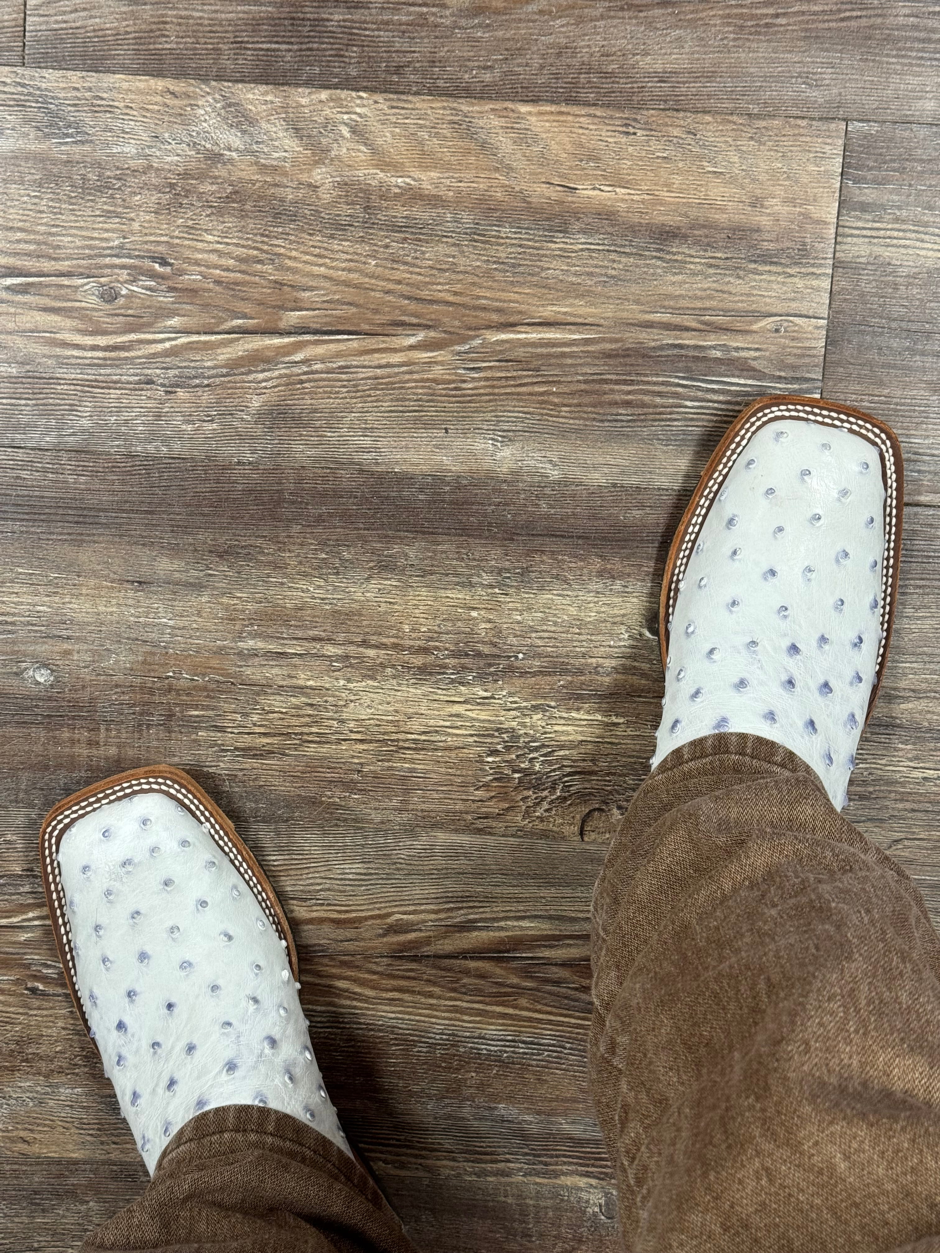 Anderson Bean | White Bruciato Full Quill Ostrich Boot – Outpost