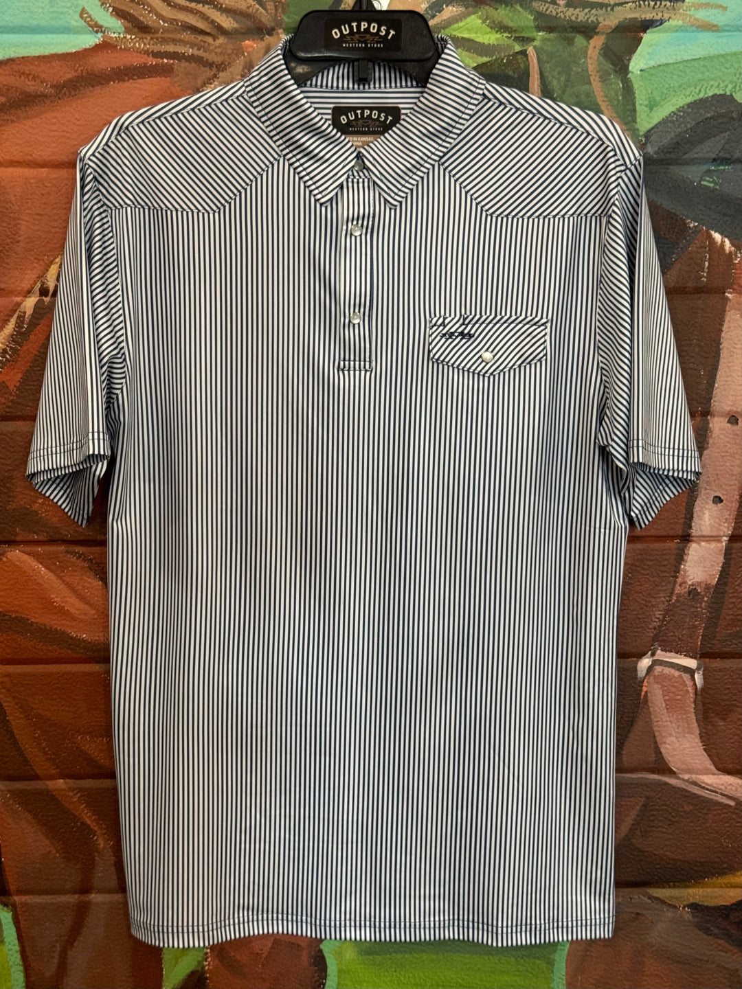 Outpost Performance Navy Pinstripe Polo Shirt