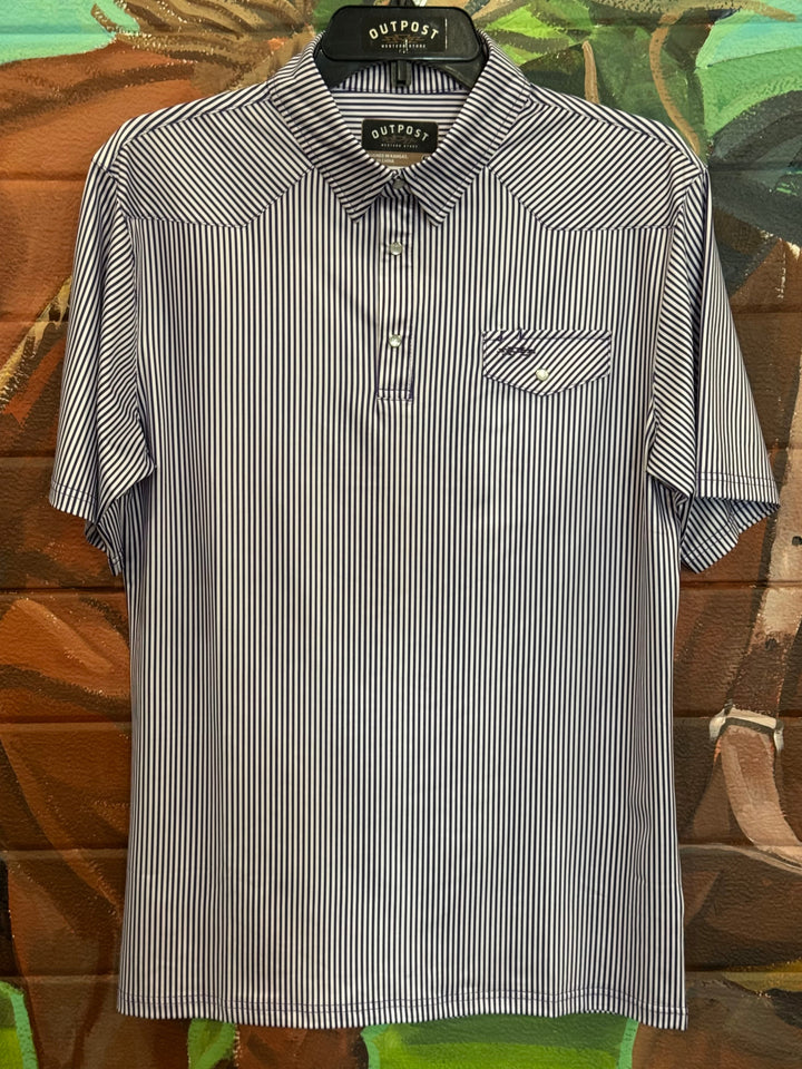 Outpost Performance Purple Pinstripe Polo Shirt
