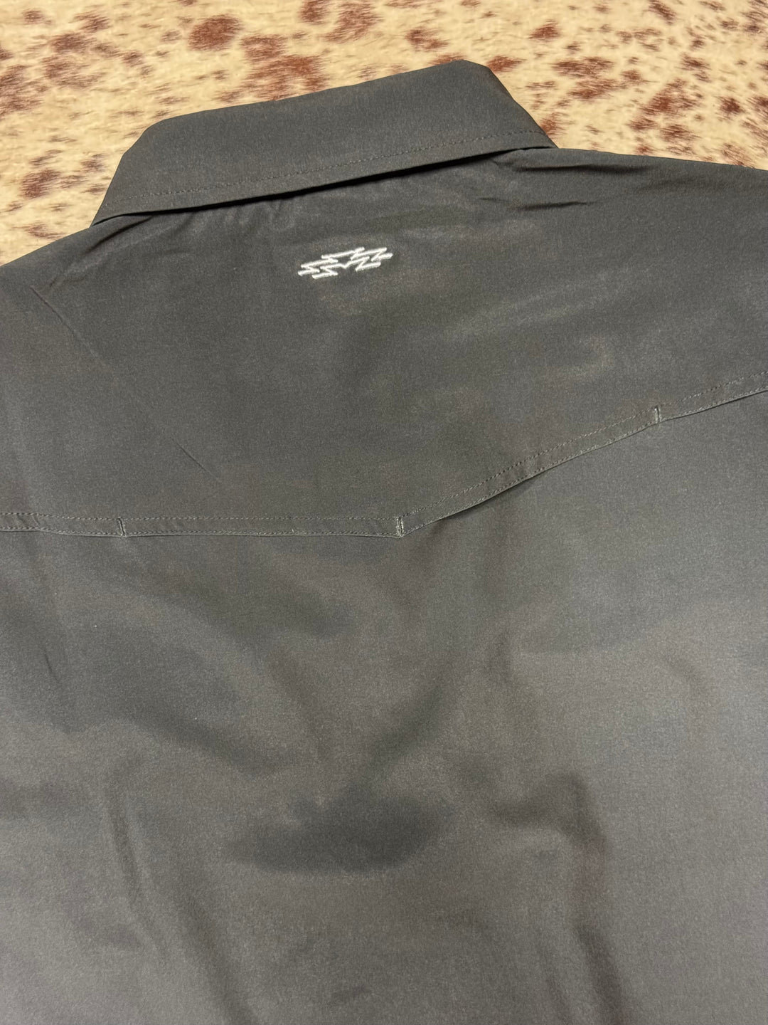 Outpost Performance Charcoal Pearl Snap LS Shirt | Back View