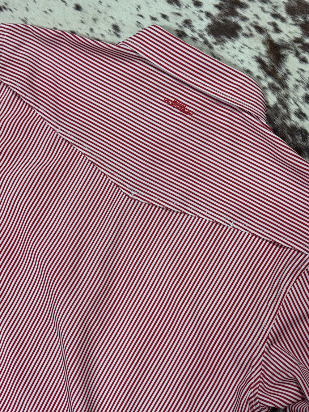 Outpost Performance Red Pinstripe LS Pearl Snap Shirt | Back