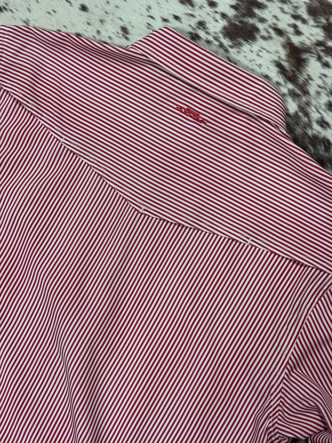 Outpost Performance Red Pinstripe LS Pearl Snap Shirt | Back