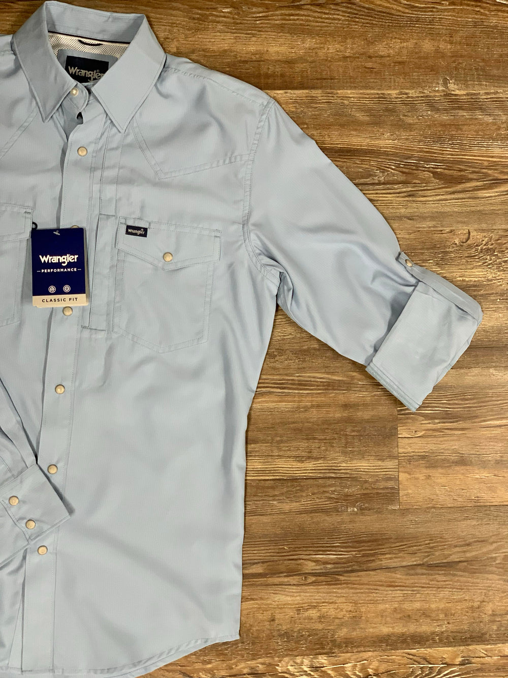 cuff snap detail Wrangler | Performance Snap Blue LS Shirt