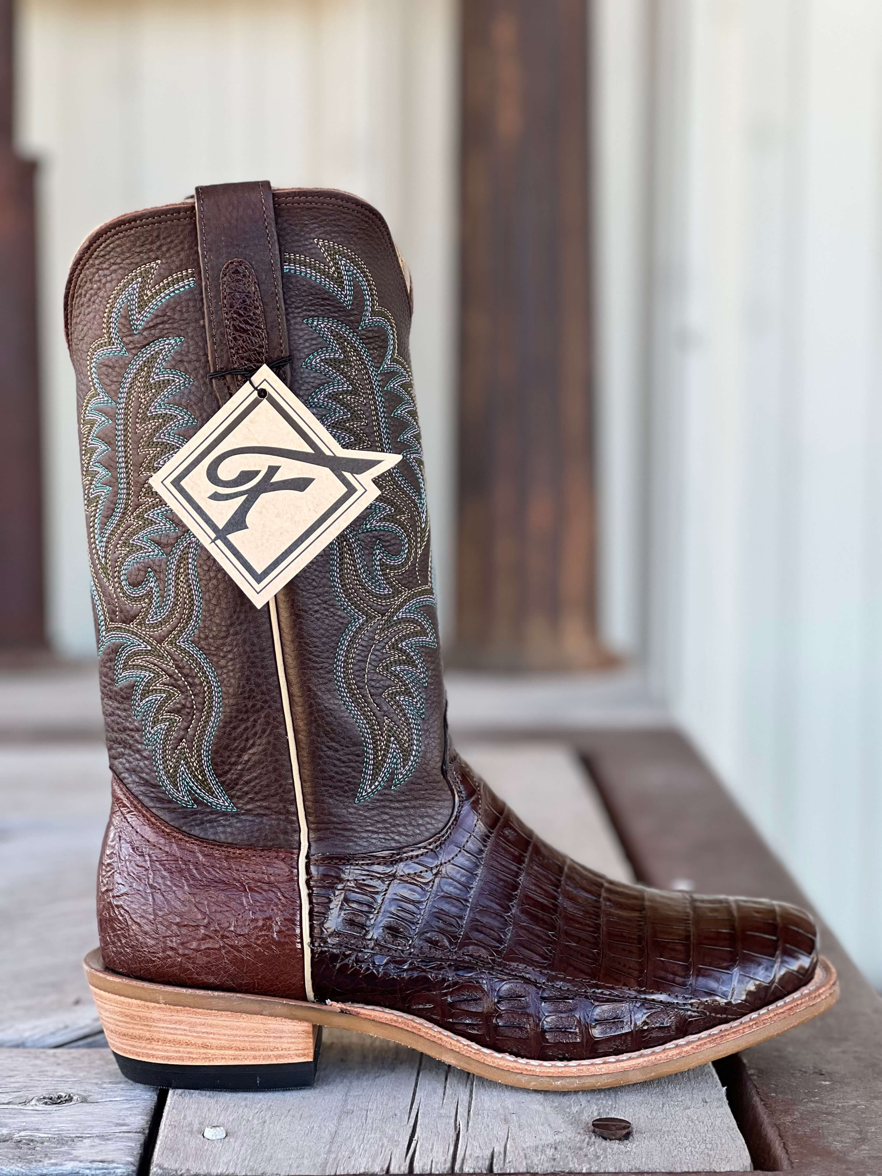 Fenoglio Boot Co. | Chocolate Caiman Boot – Outpost Western Store