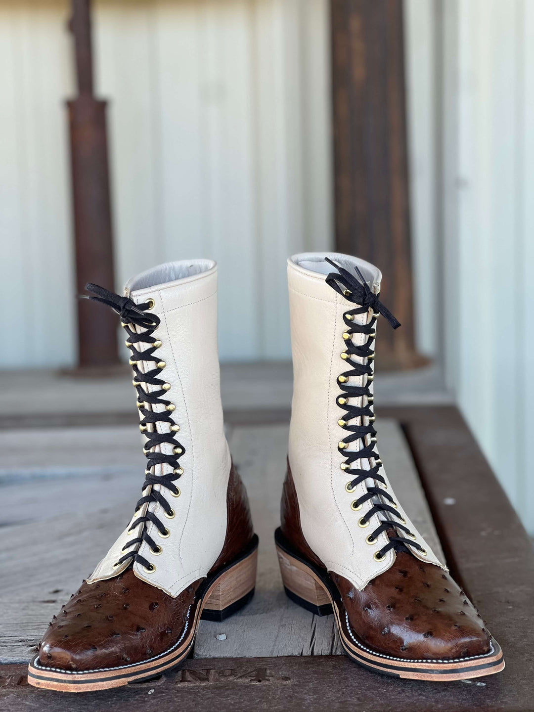 Olathe Boot Co.  | Cafe Americano Ostrich Lacer Boot