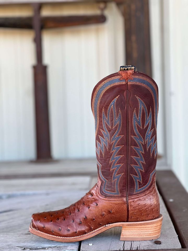 HYER Boot Co. | Culver Full-Quill Waxy Ostrich Boot | Side View