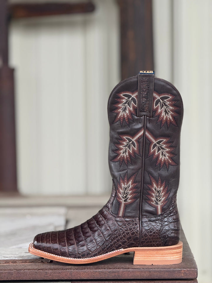 HYER Boot Co. | Russell Waxy Coffee Caiman Belly Boot | Side View