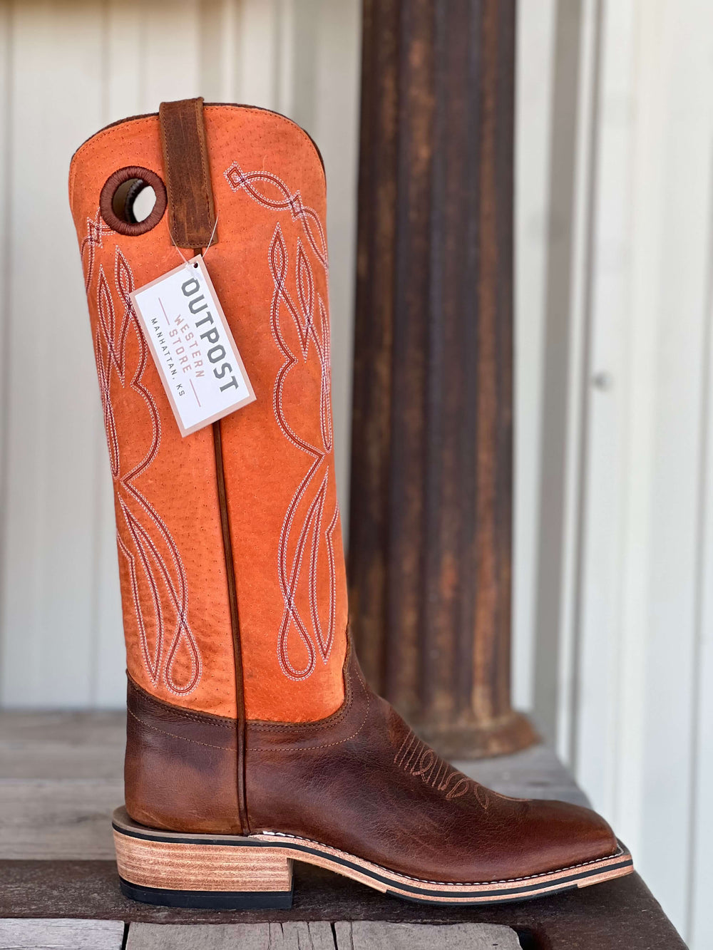 Olathe Boot Co. | Saddle Elk Butt Tanager Tall Top Boot | Side View