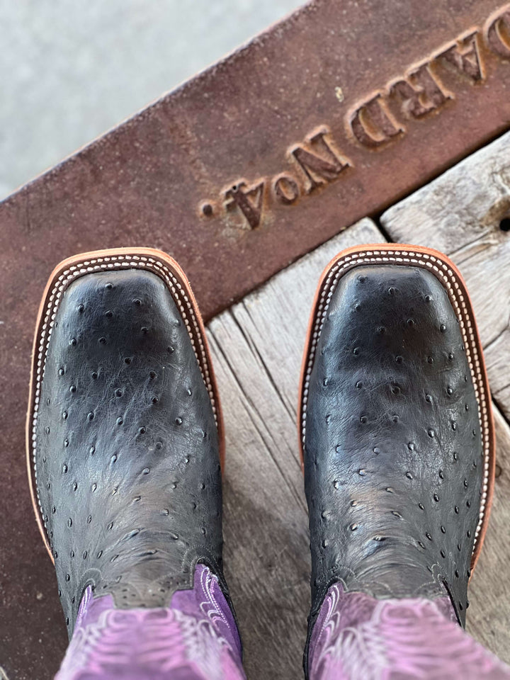 Rios of Mercedes | Black Full Quill Ostrich Boot | Toe View