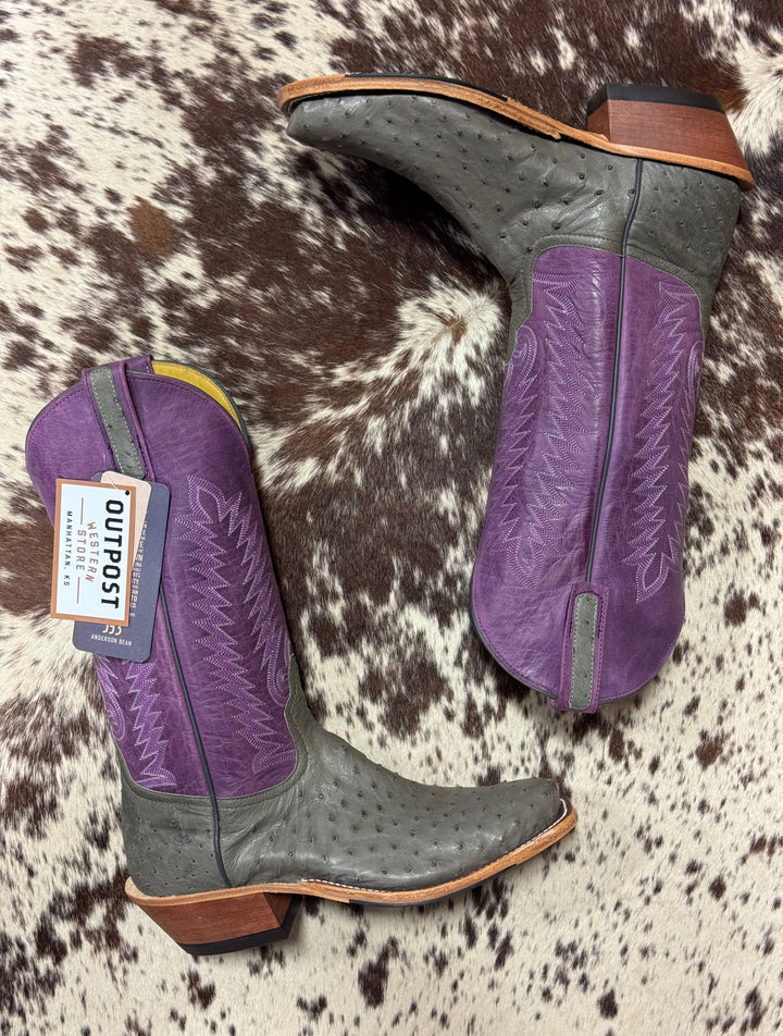 Anderson Bean | Serpentine Grey Full Quill Ostrich Boot