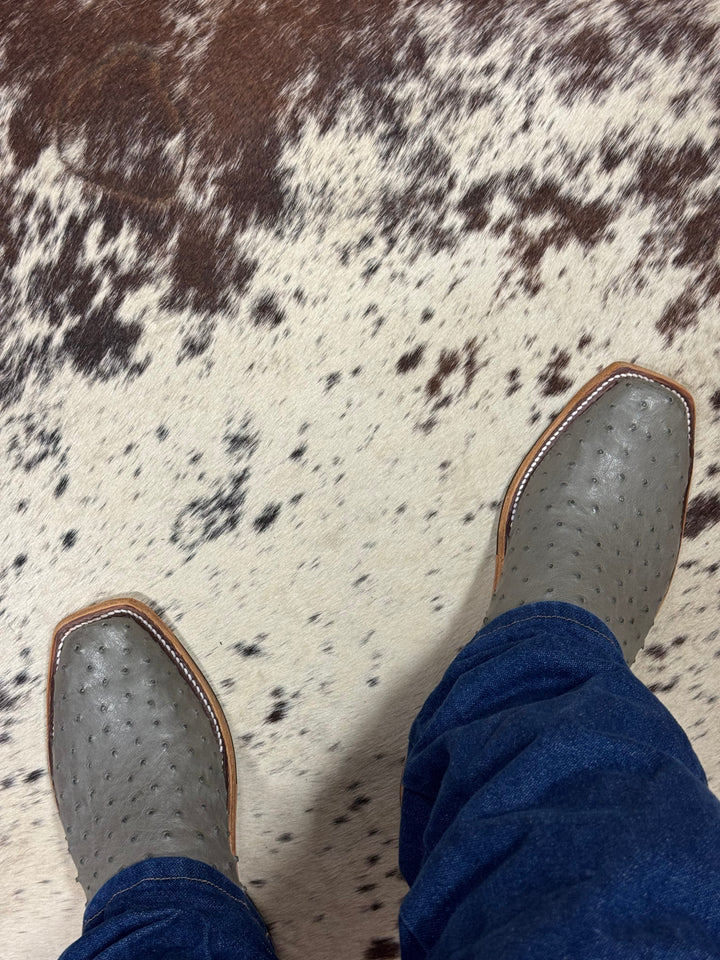 Anderson Bean | Serpentine Grey Full Quill Ostrich Boot