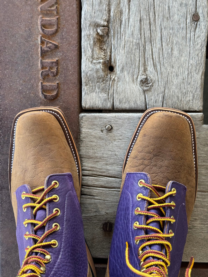 Olathe Boot Co. | Natural Brahma Bison Lacer Boot | Toe View