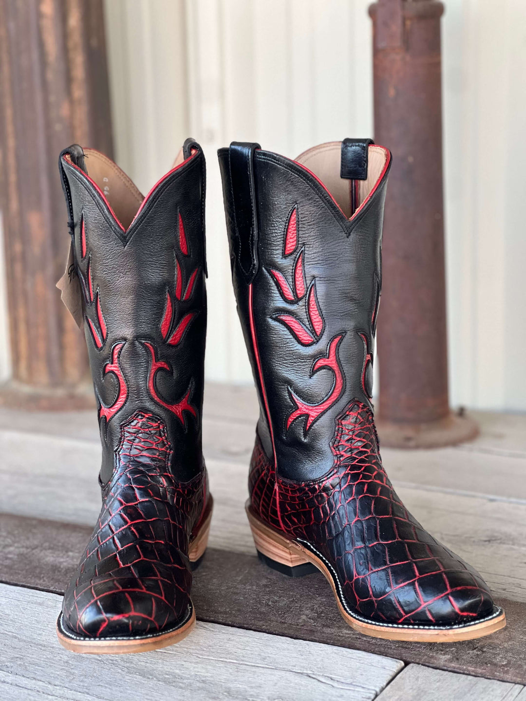 Fenoglio Boot Co. | Red/Black Nile Crocodile Boot