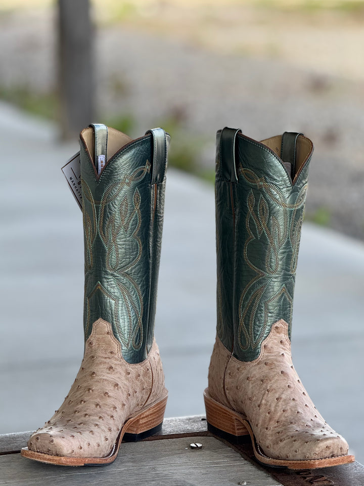 Olathe Boot Co. | Tan Vintage Bruciato FQ Ostrich Boot | Front