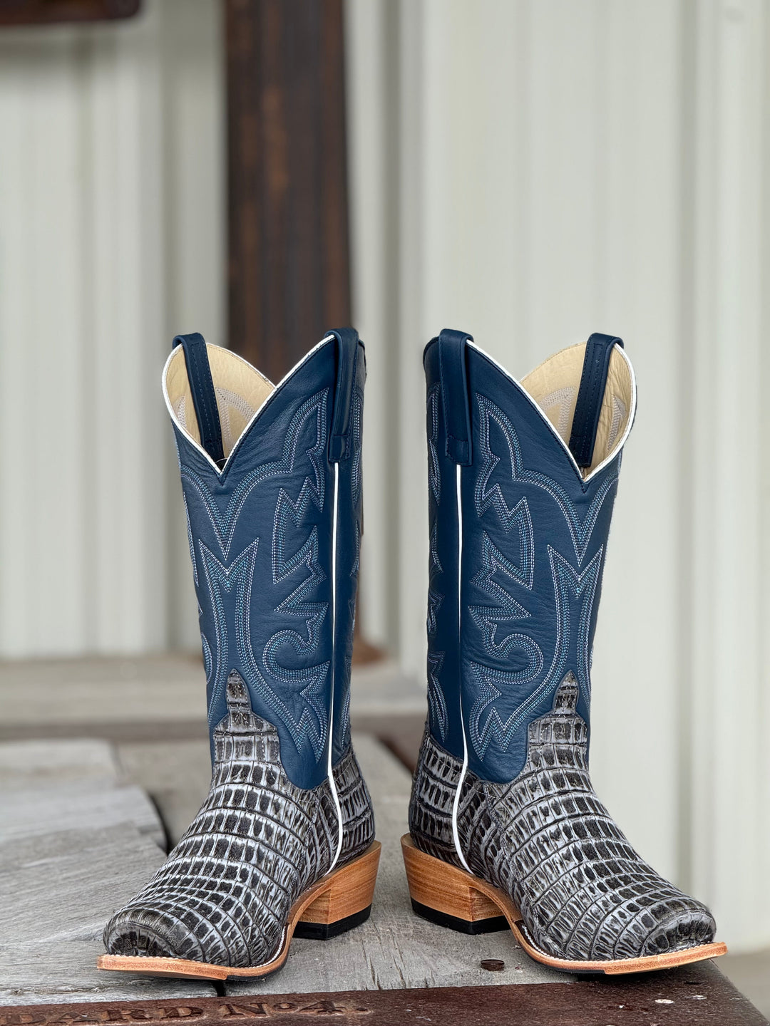 Horse Power Top Hand | Black Grey TK Toe Caiman Tail Boot