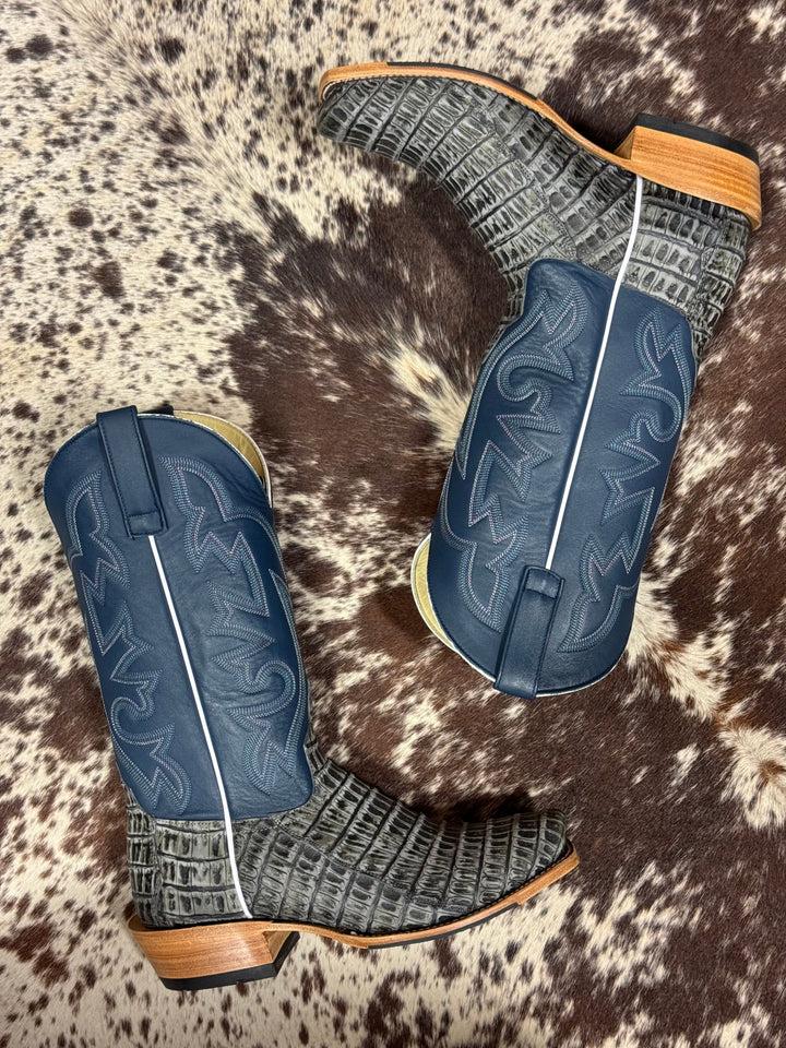 Horse Power Top Hand | Black Grey TK Toe Caiman Tail Boot