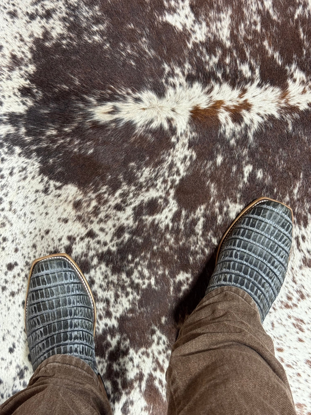 Horse Power Top Hand | Black Grey TK Toe Caiman Tail Boot