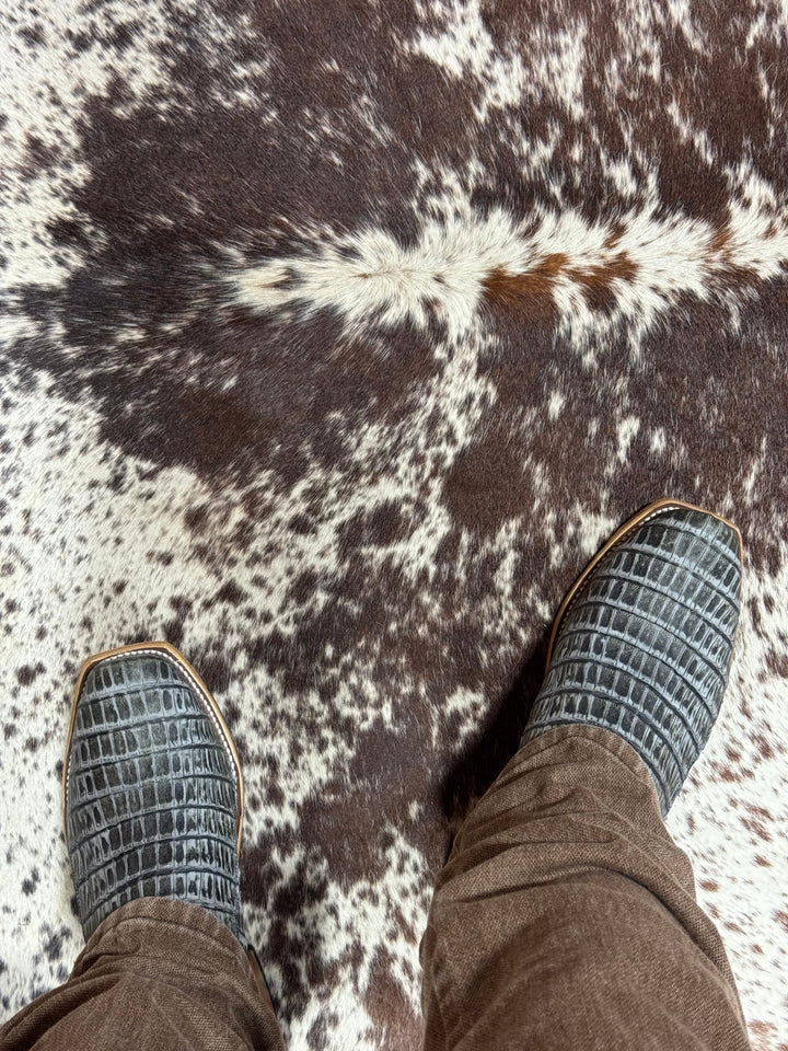 Horse Power Top Hand | Black Grey TK Toe Caiman Tail Boot