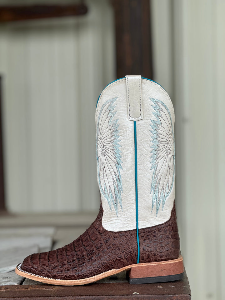 Anderson Bean | Chocolate Lux Hornback Caiman Boot | Side View