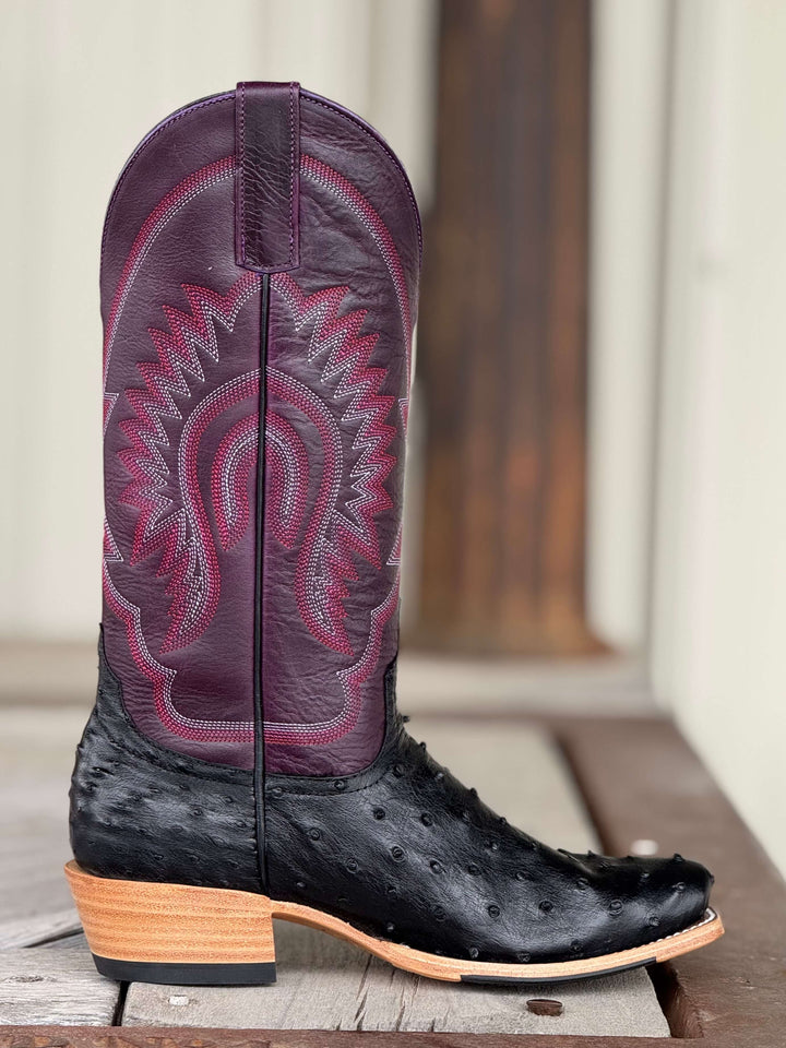 Macie Bean Top Hand | Black FQ Ostrich Ladies Boot | Side View