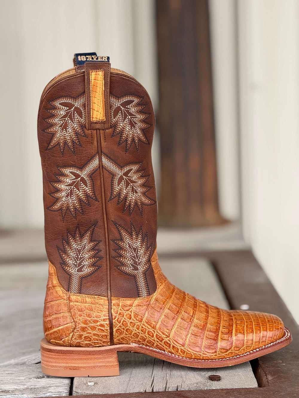 HYER Boot Co. | Russell Waxy Tan Caiman Belly Boot | Side View