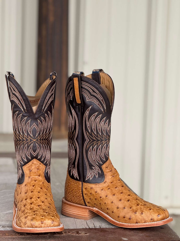 HYER Boot Co. | Langdon Umber Bruciato Full Quill Ostrich Boot