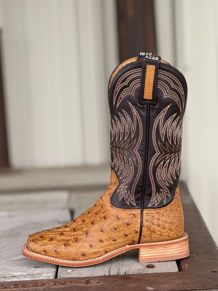 HYER Boot Co. | Langdon Umber Bruciato Full Quill Ostrich Boot | Side View