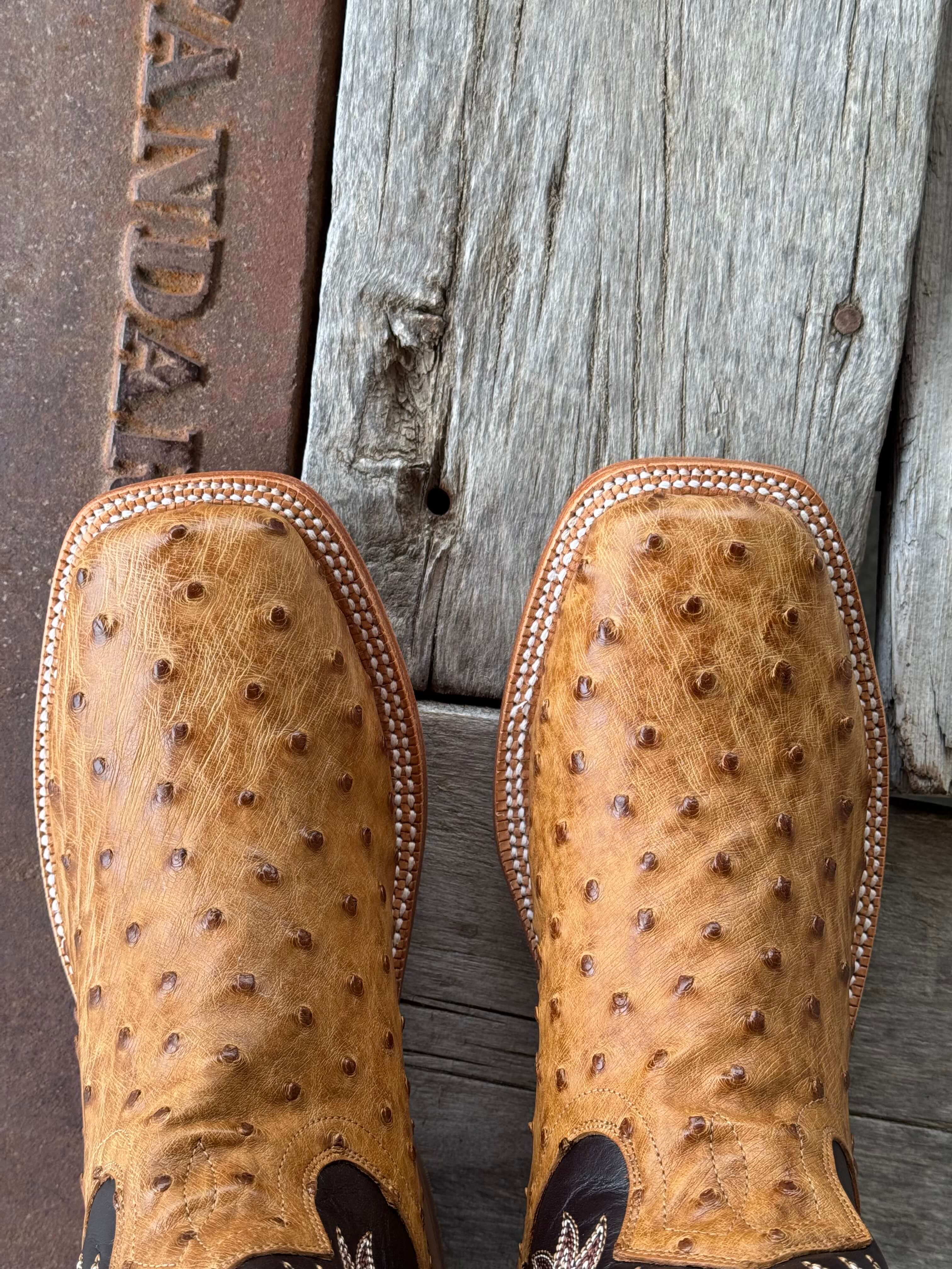 HYER Boot Co. | Langdon Umber Bruciato Full Quill Ostrich Boot