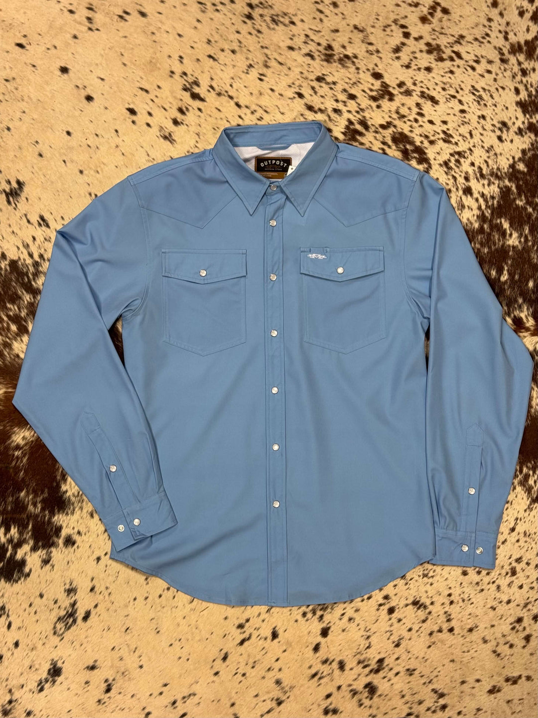 Outpost Performance Columbia Blue Pearl Snap LS Shirt