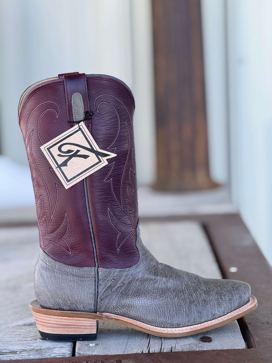 Fenoglio Boot Co. | Serpentine Smooth Ostrich Boot | Side View