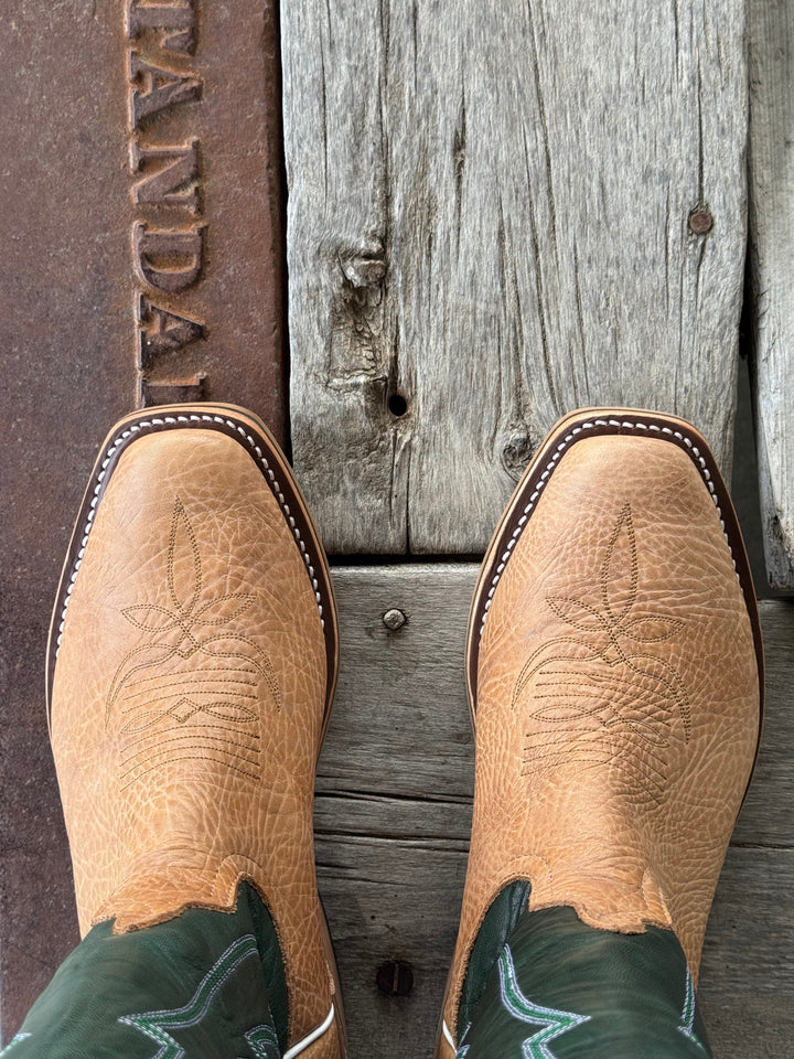 Olathe Boot Co. | Bull Tan Shrunken Shoulder Tall Top Boot | Toe View