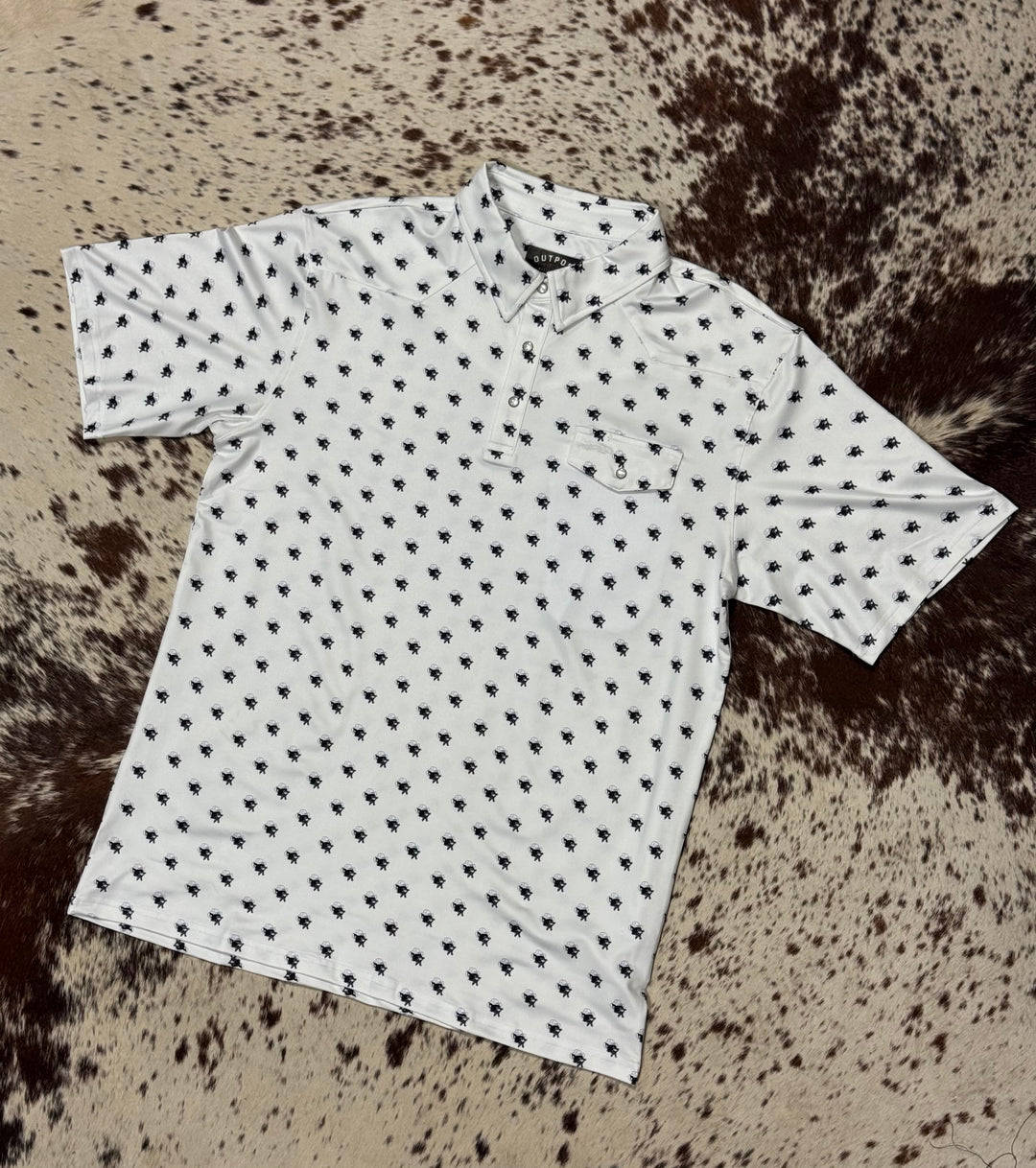 Cowpuncher Willie Performance Pearl Snap Polo Shirt | White Front