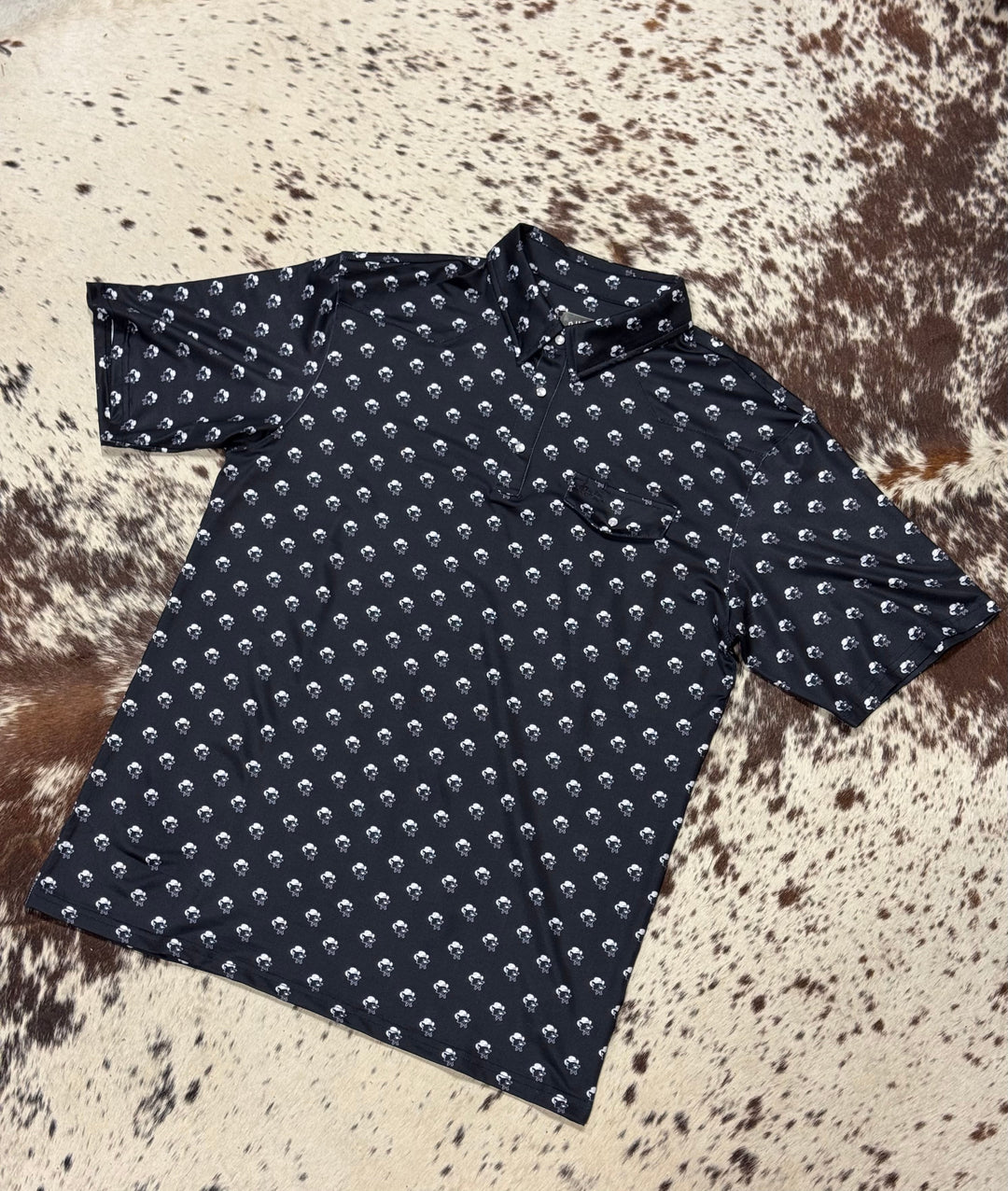 Cowpuncher Willie Performance Pearl Snap Polo Shirt | Black Front
