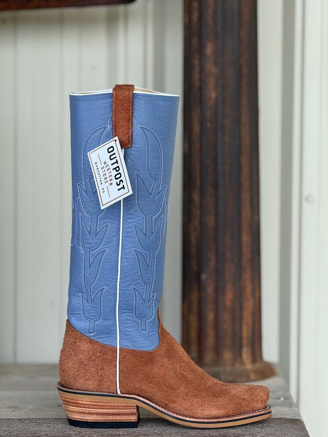Olathe Boot Co. | Brown Mule Roughout O Toe Boot