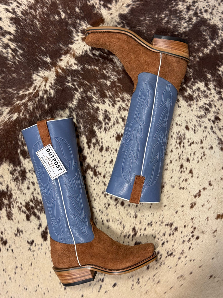 Olathe Boot Co. | Brown Mule Roughout O Toe Boot