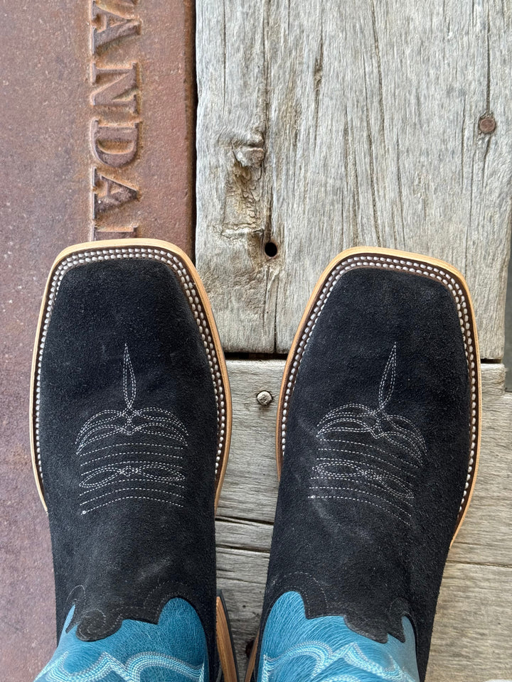 Horse Power Top Hand | Black Suede Boot | Toe View