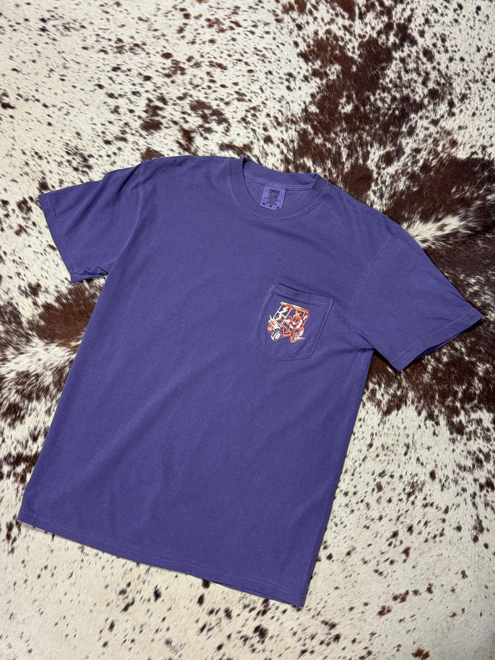 Outpost Dog at the Turn Pocket T-Shirt #2 | Purple