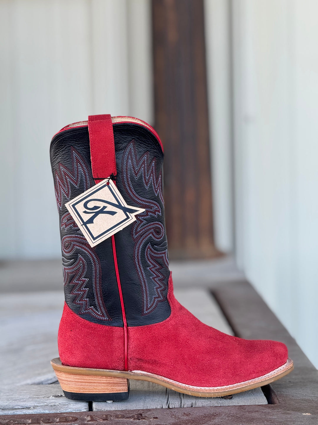 Fenoglio Boot Co. | Red Arizona Roughout Boot | Side View