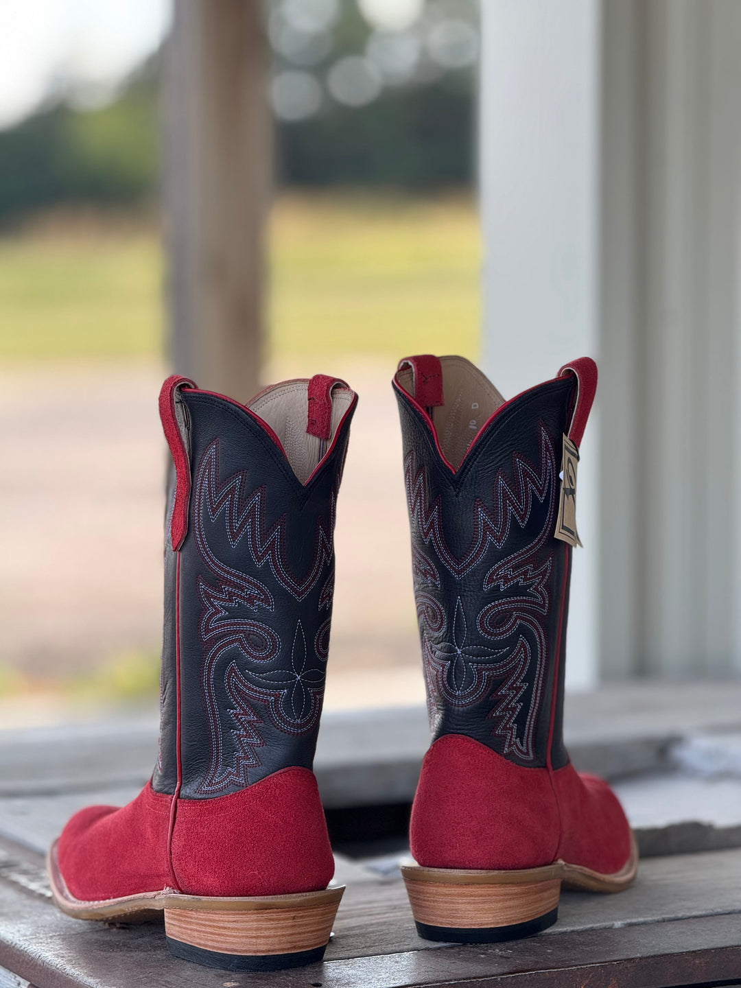 Fenoglio Boot Co. | Red Arizona Roughout Boot | Back View