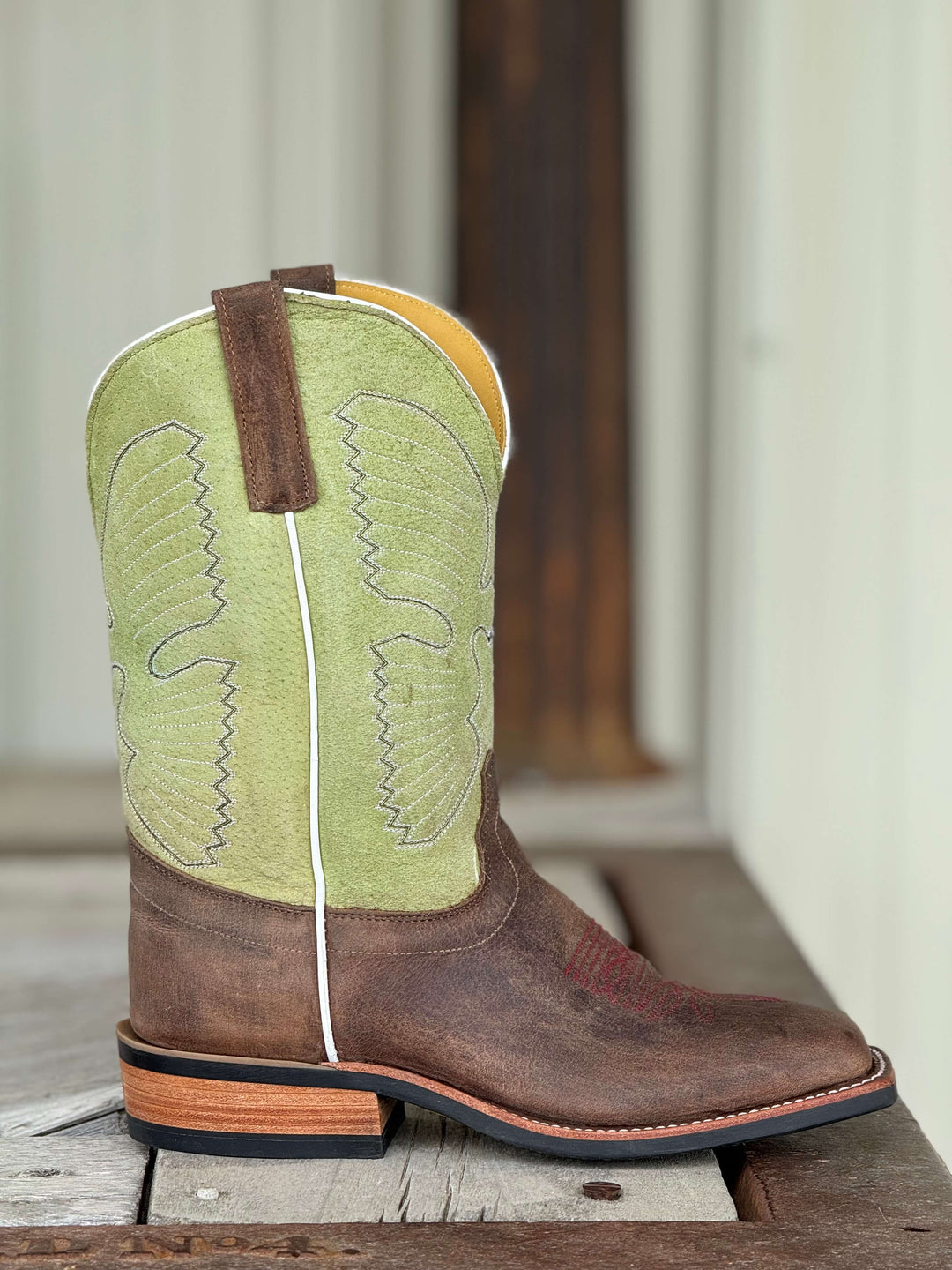 Olathe Boot Co. | Sand Angry Elk Lime Sinsation Boot | Side View
