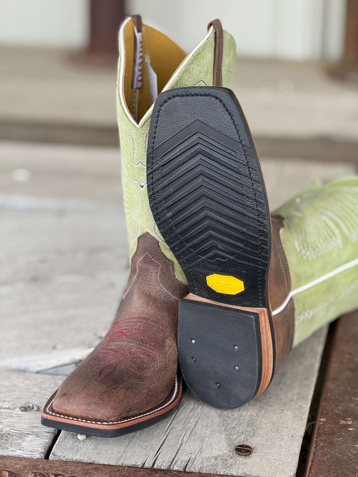 Olathe Boot Co. | Sand Angry Elk Lime Sinsation Boot | Sole View