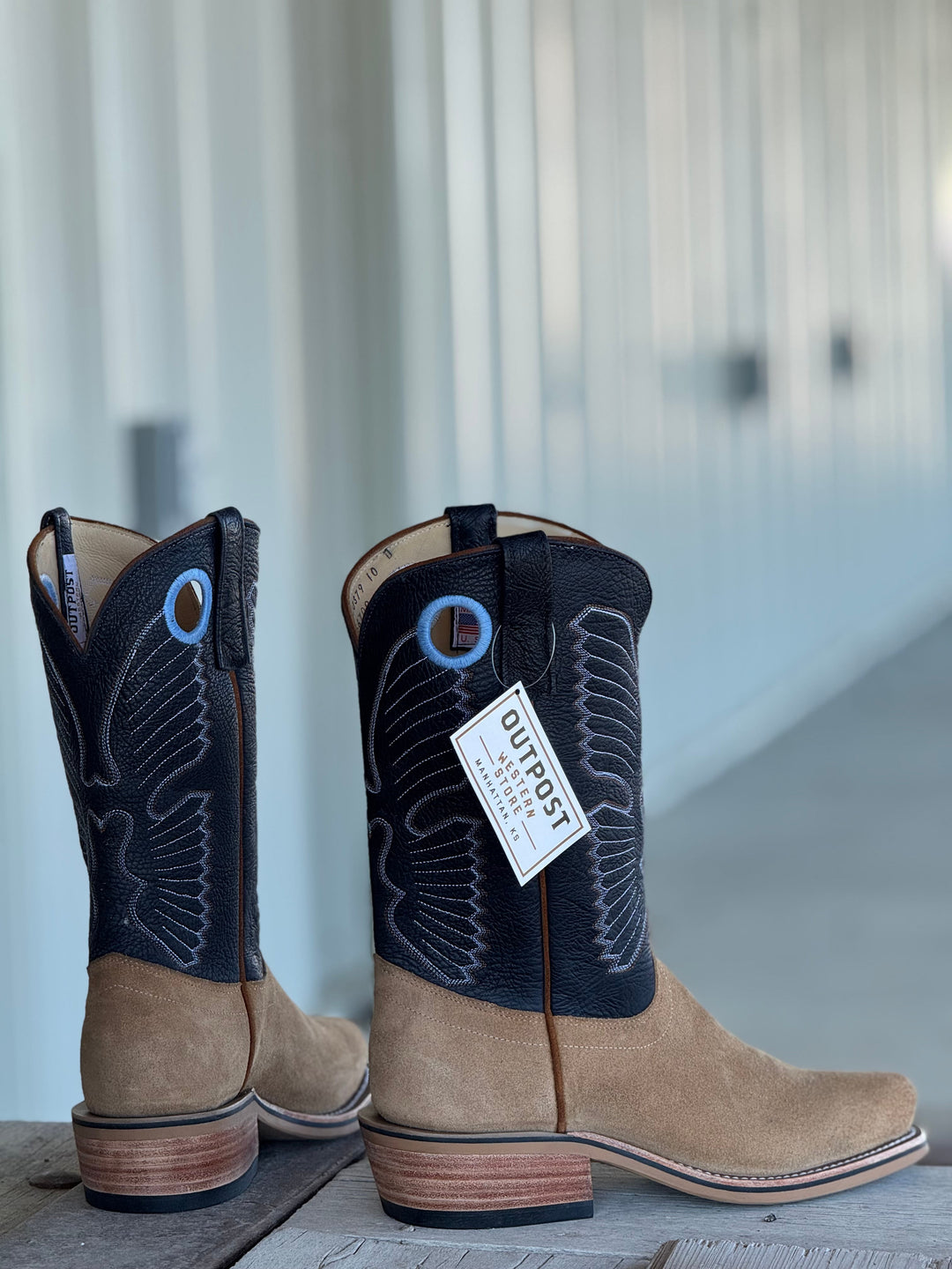 Olathe Boot Co. | Tan Newman O Toe Boot | Back View