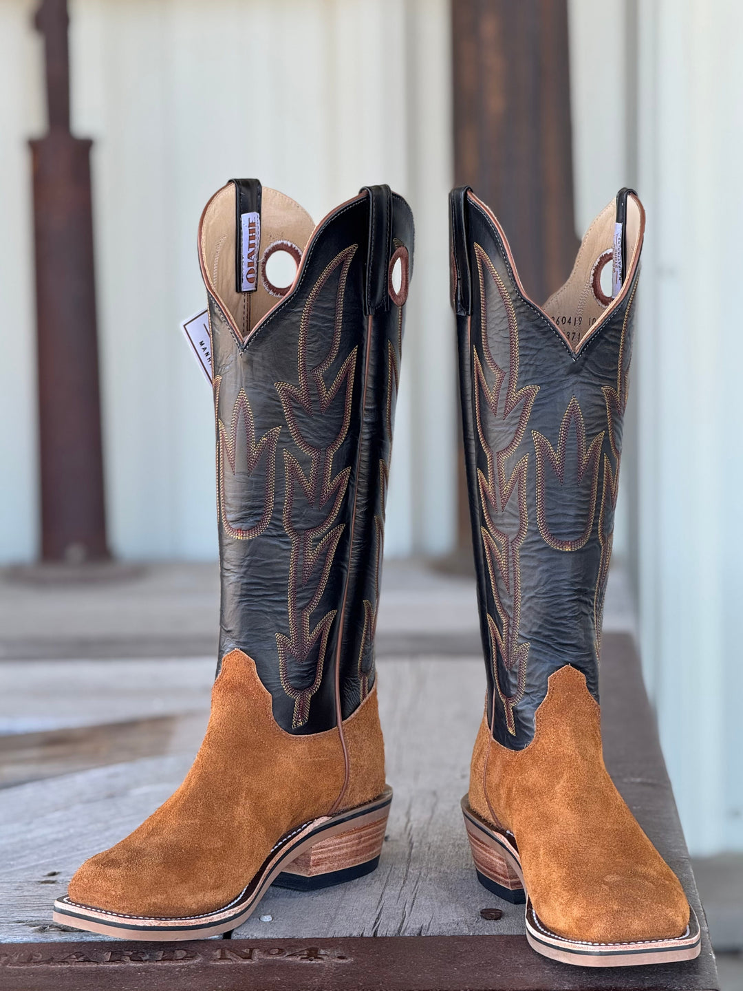 Olathe Boot Co. | Rust Crazyhorse Roughout/Black Glove Boot