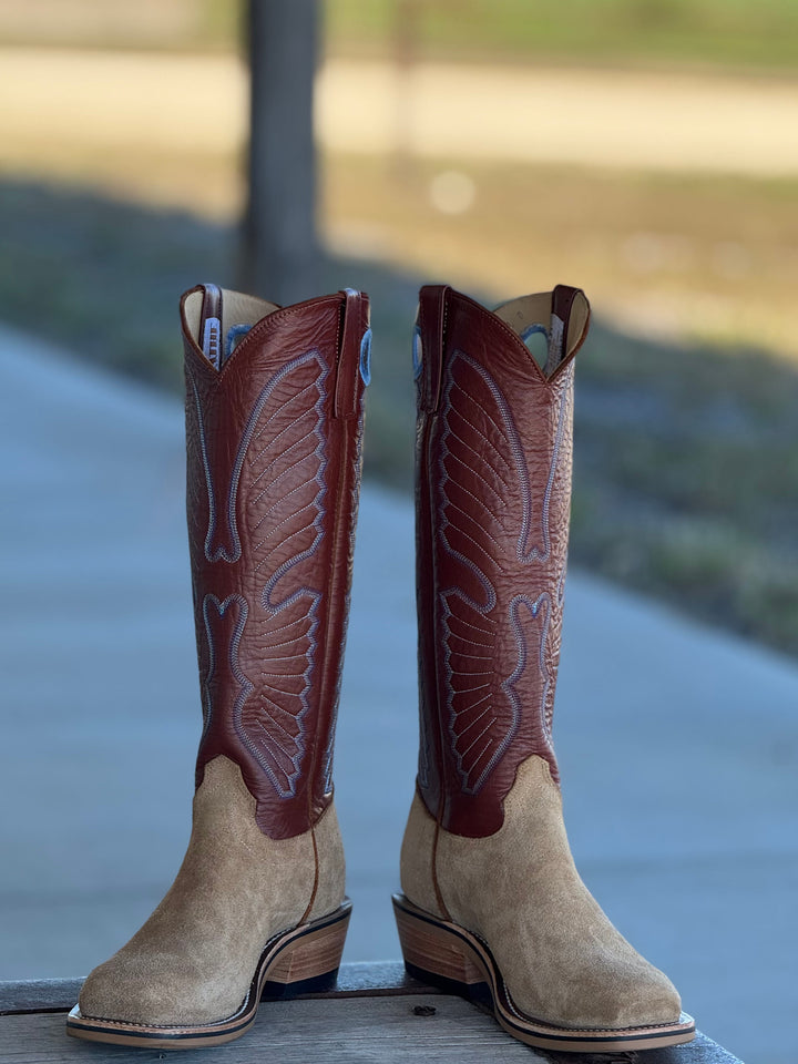 Olathe Boot Co. | Teak Crazyhorse Roughout/Copperhead Kidskin Boot