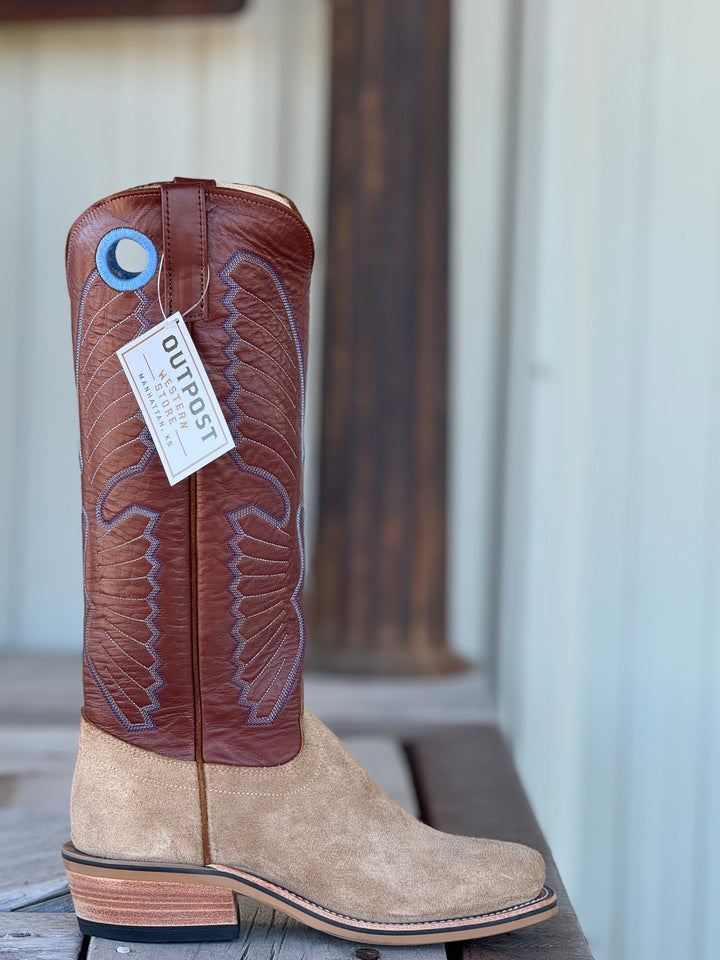 Olathe Boot Co. | Teak Crazyhorse Roughout/Copperhead Kidskin Boot | Side View