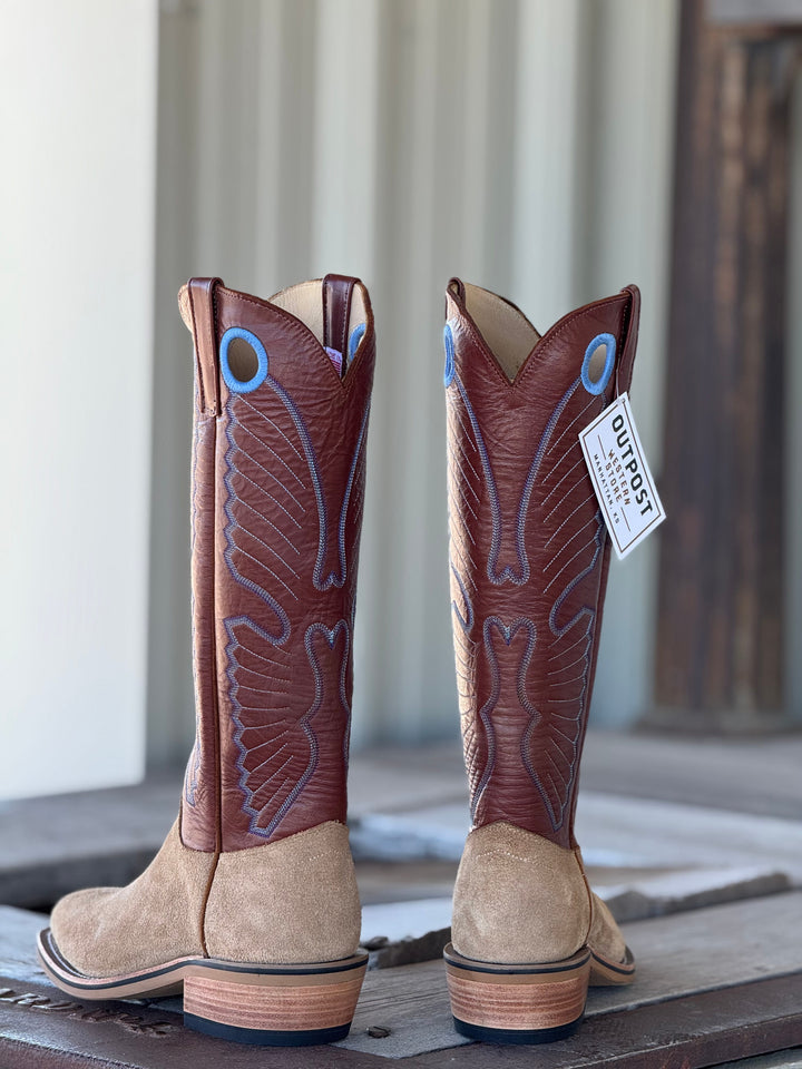 Olathe Boot Co. | Teak Crazyhorse Roughout/Copperhead Kidskin Boot | Back View